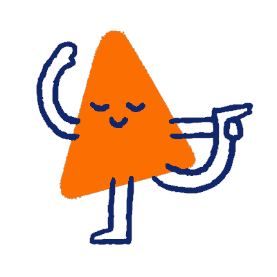 A cartoon triangle stretching.
