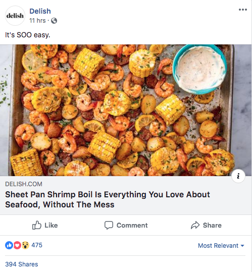 screenshot of delish facebook post