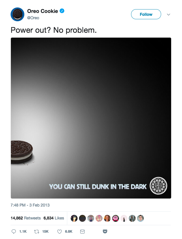 screenshot of oreo facebook post